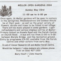Extract from Church Magazine :  Advert for Open Gardens : 2004
