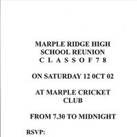 Marple Ridge High School Reunion : 2002