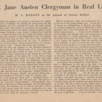 Article from &quot;The Listener&quot;  25.11.1954. &quot;A Jane Austen Clergyman in real life&quot;
