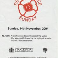 Flyer for Remembrance Sunday : 2004