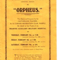 Flyer promoting Orpheus : Hatherlow Players