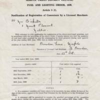 Fuel &amp; Lighting Order Registration Document : 1938/39