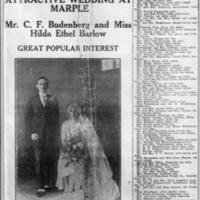 Newspaper report of Budenberg Wedding : 1926