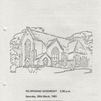 Leaflet : Re-opening Ceremony and Service of Re-dedication Programme : 1981