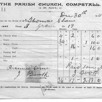 Church Funeral expenses 1909