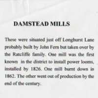 Short history of Damstead Mill