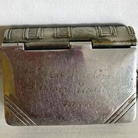 Silver Plated Matchbox Holder  with Inscription : R Hambleton,  Compstall, 1907