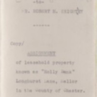 Assignment : E T Spencer (decd) to Mr R H Keightley : &quot;HollyBank&quot; : 1939